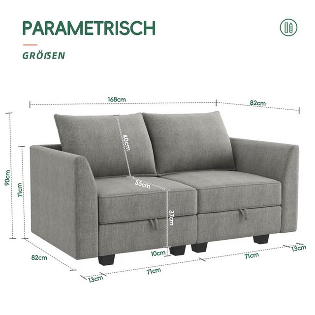 Sinaopus 2-Sitzer 2-Sitzer kleines Sofa, 168cm, für Wohnzimmer und Wohnunge günstig online kaufen