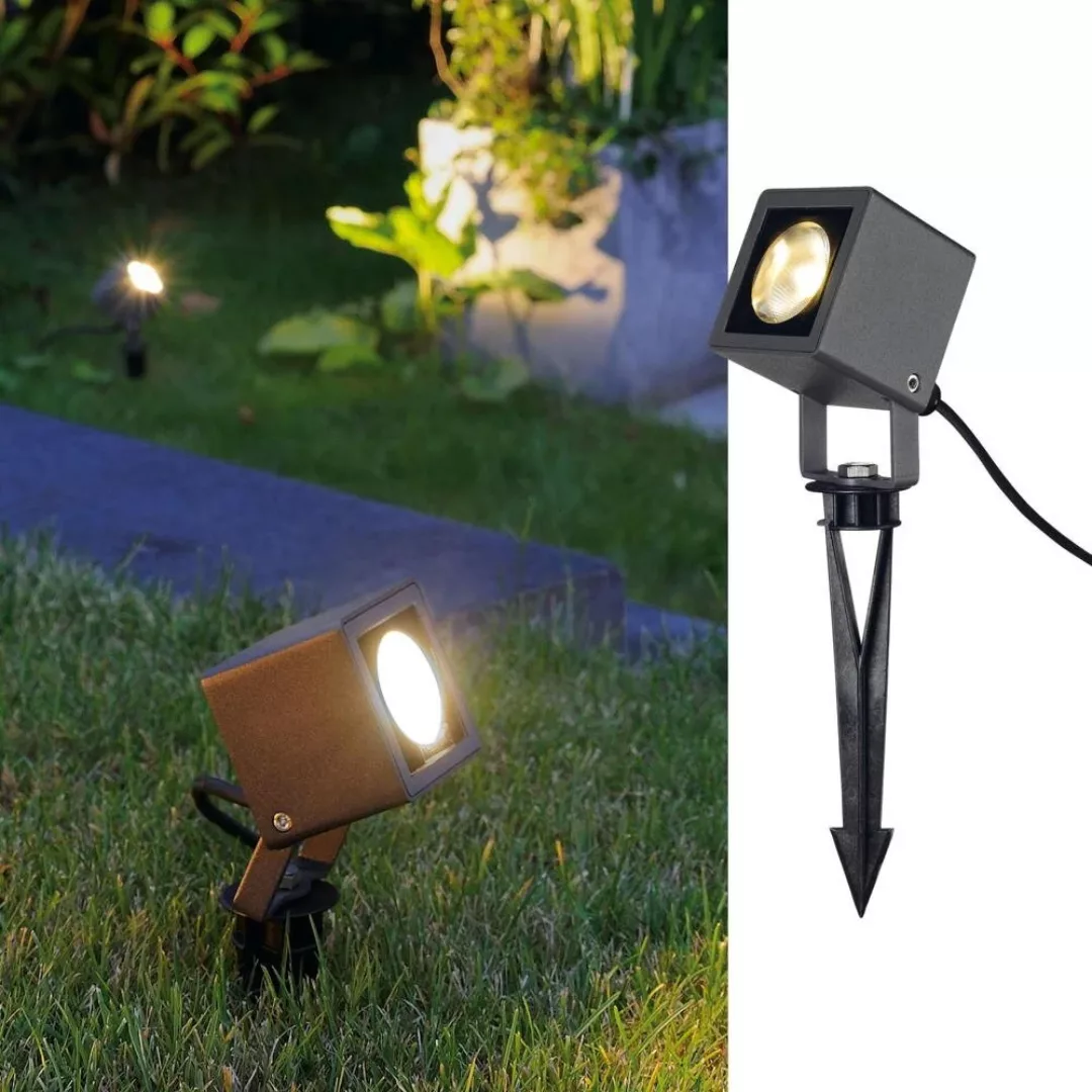 SLV NAUTILUS 10, Outdoor Spiessleuchte, LED, 3000K, IP65, eckig, anthrazit, günstig online kaufen