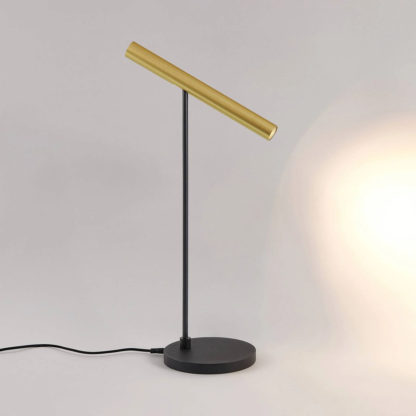 Molto Luce LED-Tischlampe Meyjo T, schwarz/gold, Alu günstig online kaufen