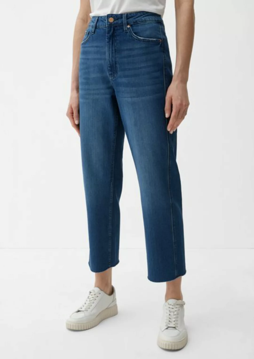 s.Oliver 7/8-Jeans Regular: Jeans mit ausgefranstem Saum Waschung günstig online kaufen