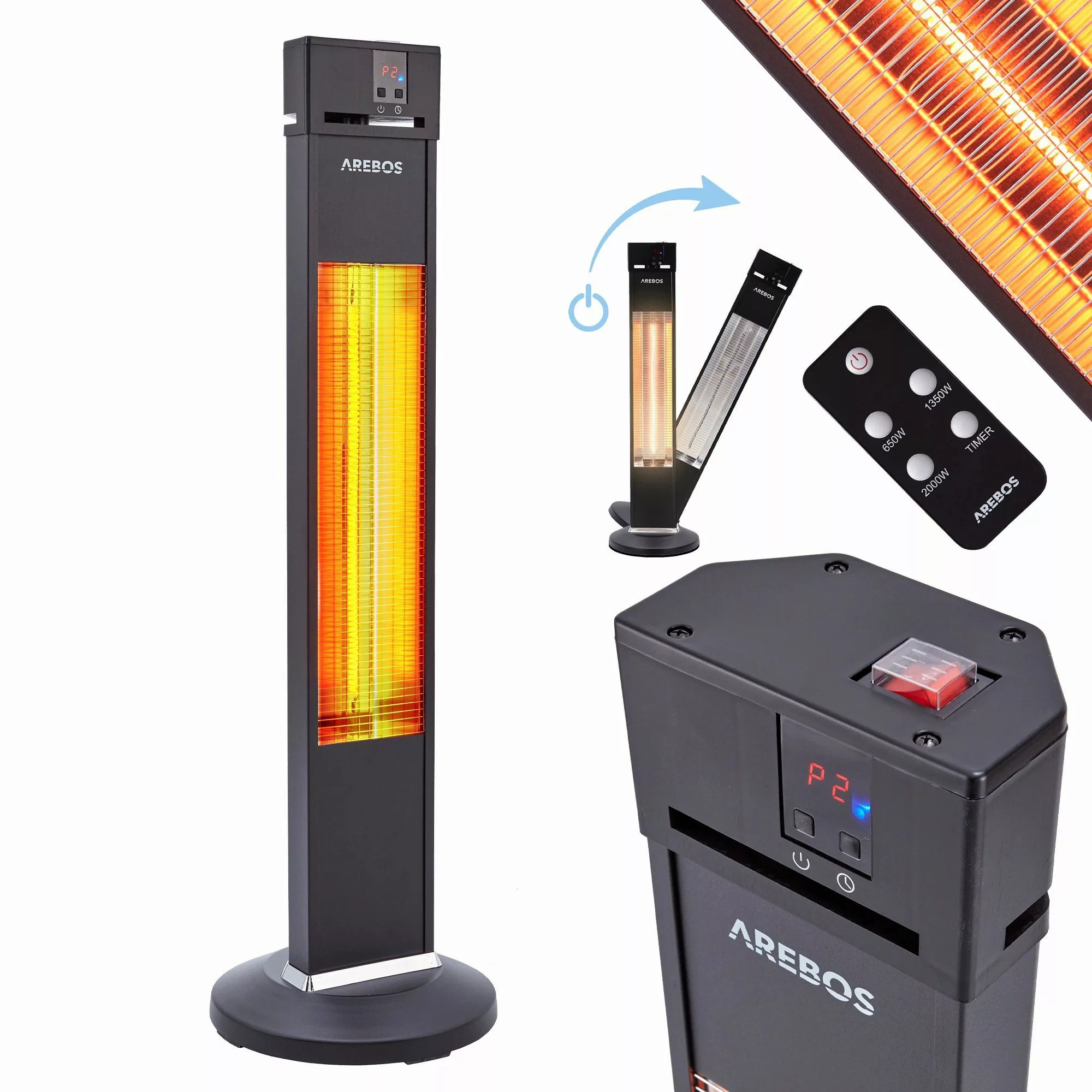 Arebos Terrassenstrahler 2000 W, mit Fernbedienung, günstig online kaufen