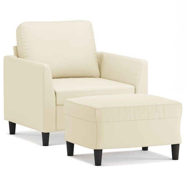 vidaXL Sofa Sessel mit Hocker Creme 60 cm Kunstleder günstig online kaufen