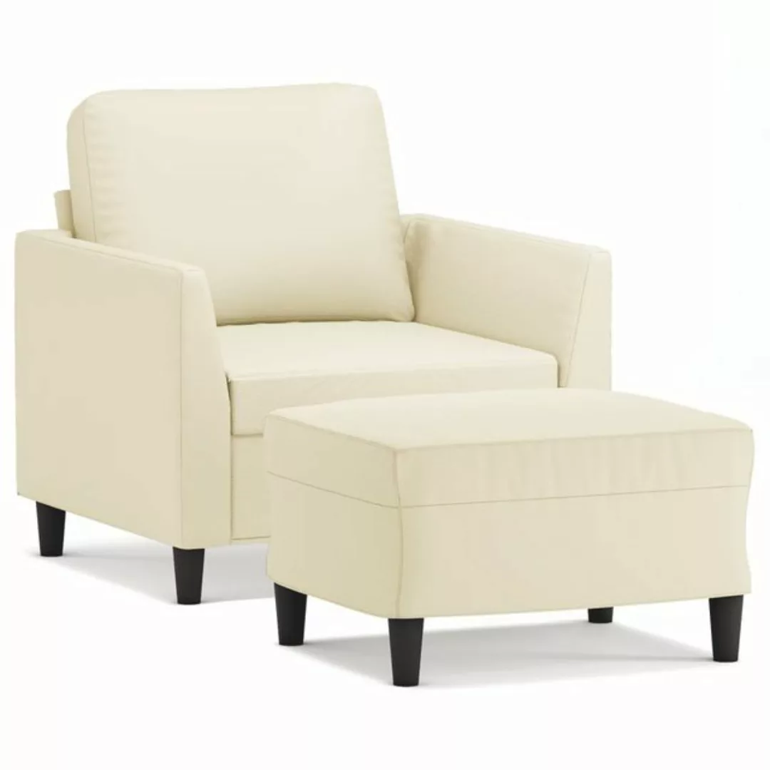 vidaXL Sofa Sessel mit Hocker Creme 60 cm Kunstleder günstig online kaufen