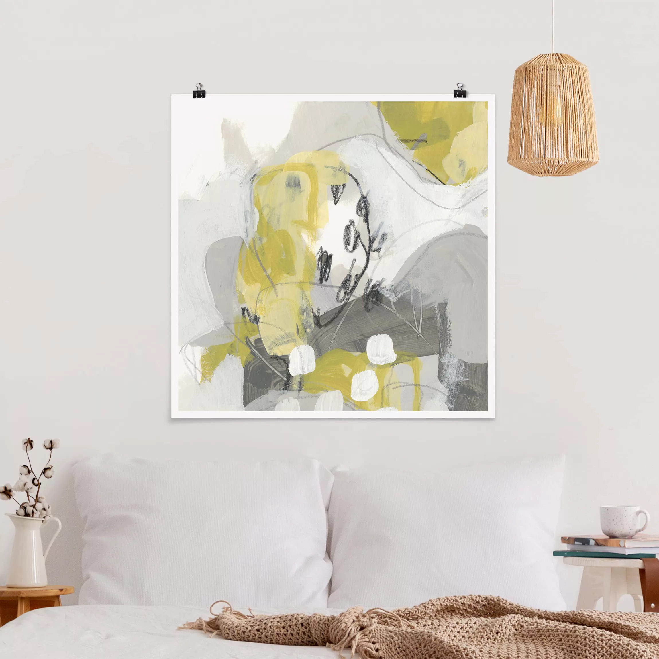 Poster Abstrakt - Quadrat Zitronen im Nebel III günstig online kaufen