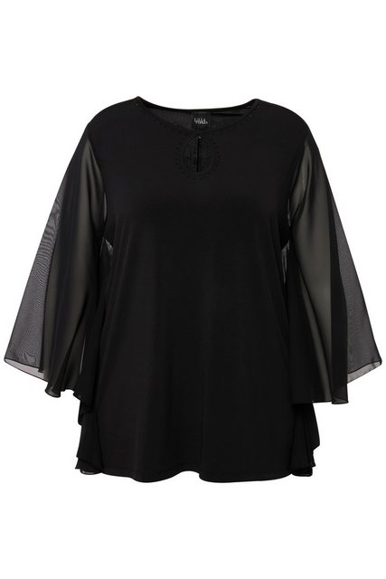 Ulla Popken Rundhalsshirt T-Shirt Ziersteine Rundhals Chiffon-Flügelärmel günstig online kaufen