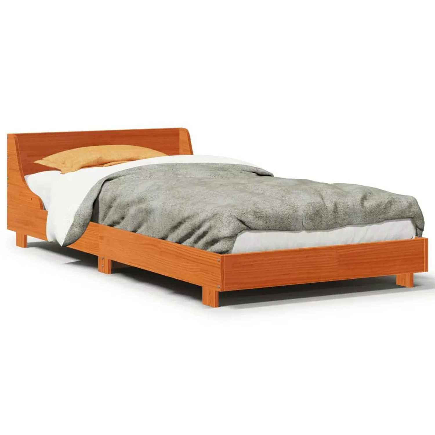 vidaXL Bett, Massivholzbett ohne Matratze Wachsbraun 100x200 Kiefernholz günstig online kaufen