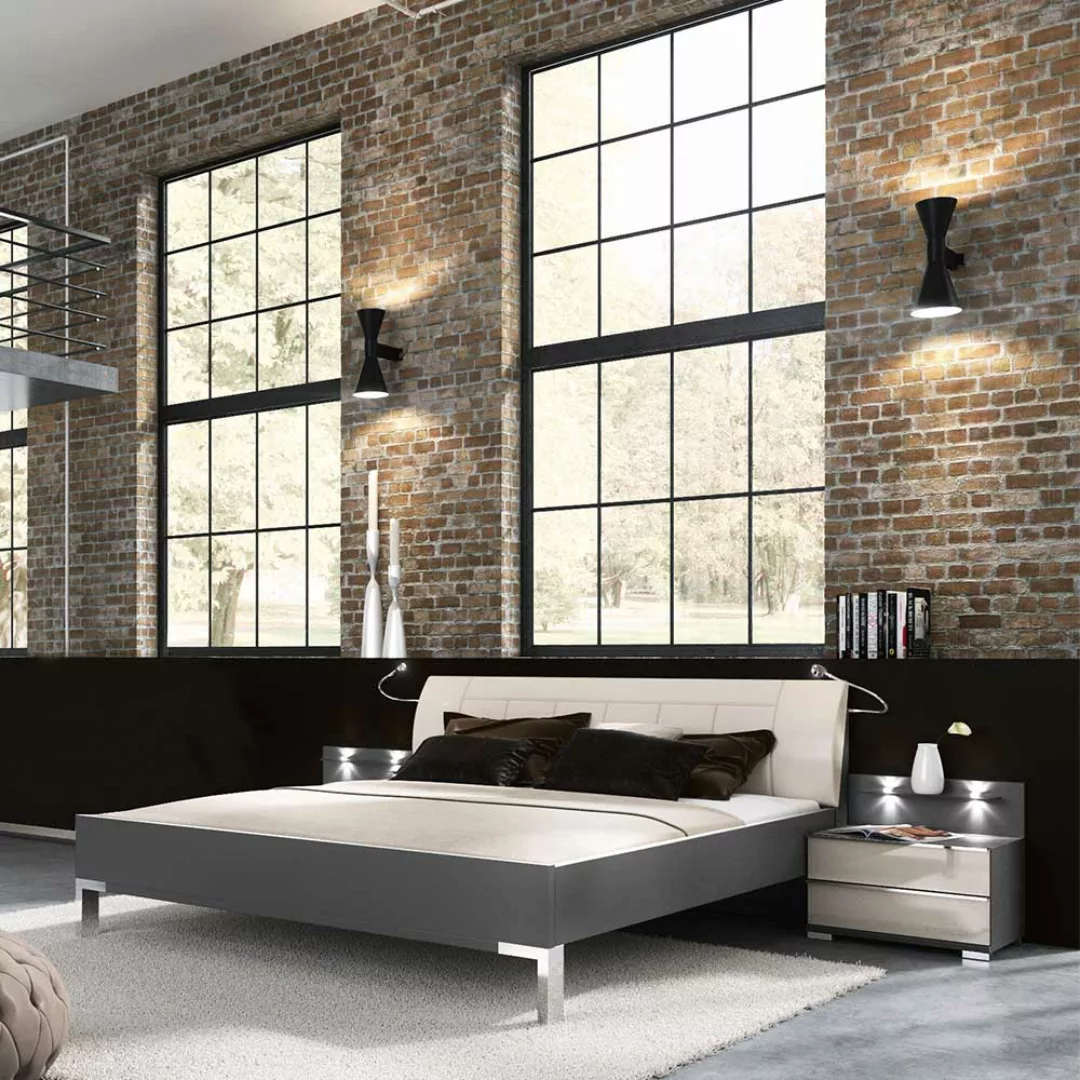 Komplettes Schlafzimmer in Braun und Creme Weiß großem Kleiderschrank (vier günstig online kaufen
