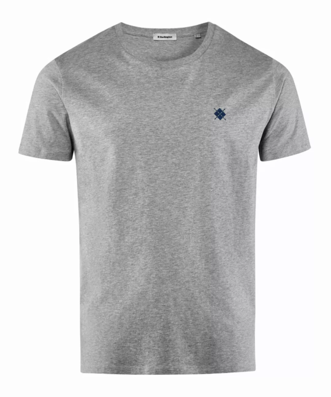 Burlington Herren T-Shirt Rundhals, M, Grau, Raute, Baumwolle, 2169003-3400 günstig online kaufen