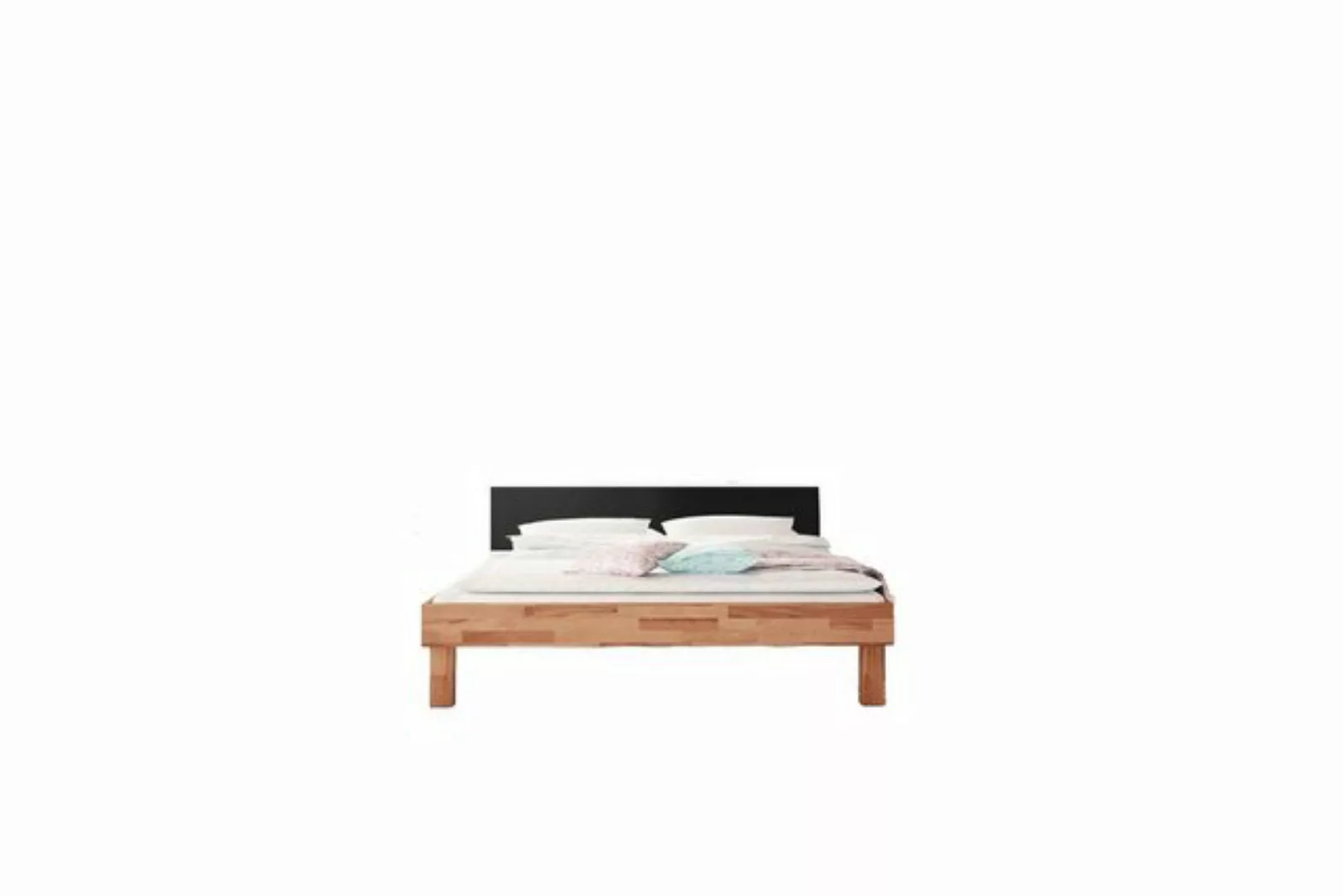 Natur24 Einzelbett Bett Zigo 2 Kernbuche 90x200 Kopfteil aus MDF Schwarz un günstig online kaufen