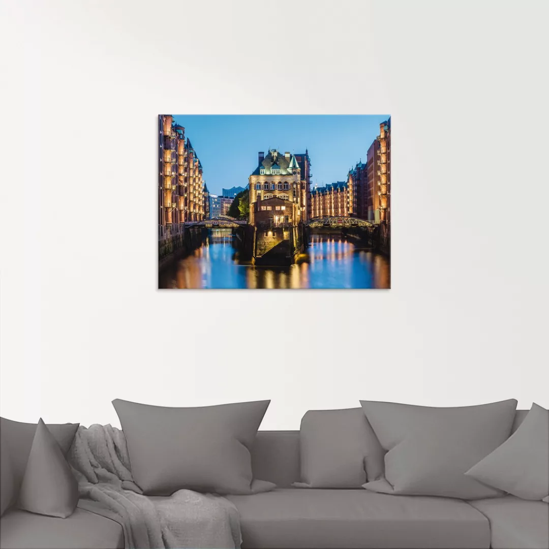 Artland Glasbild "Hamburg Wasserschloss in Speicherstadt 2", Gebäude, (1 St günstig online kaufen