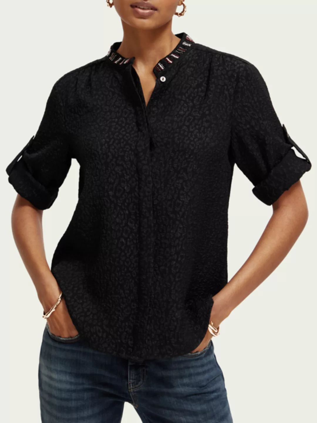 Printed jacquard shirt günstig online kaufen