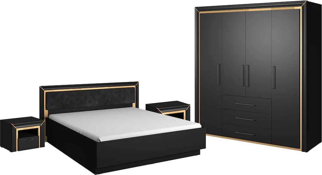 Leonique Schlafzimmer-Set "Arno", (4 St.), mit silber-oder goldfarbener Spi günstig online kaufen