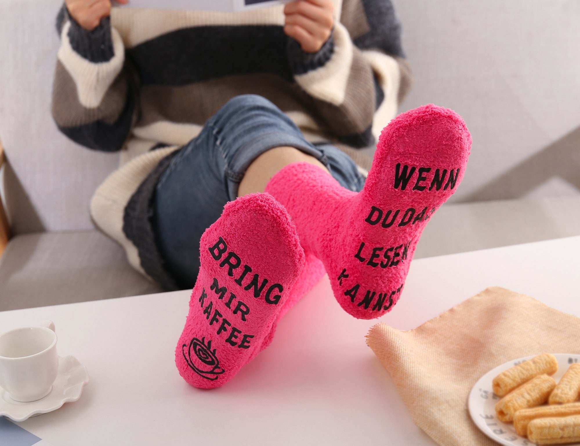 Lucadeau Kuschelsocken mit Spruch "bring mir günstig online kaufen