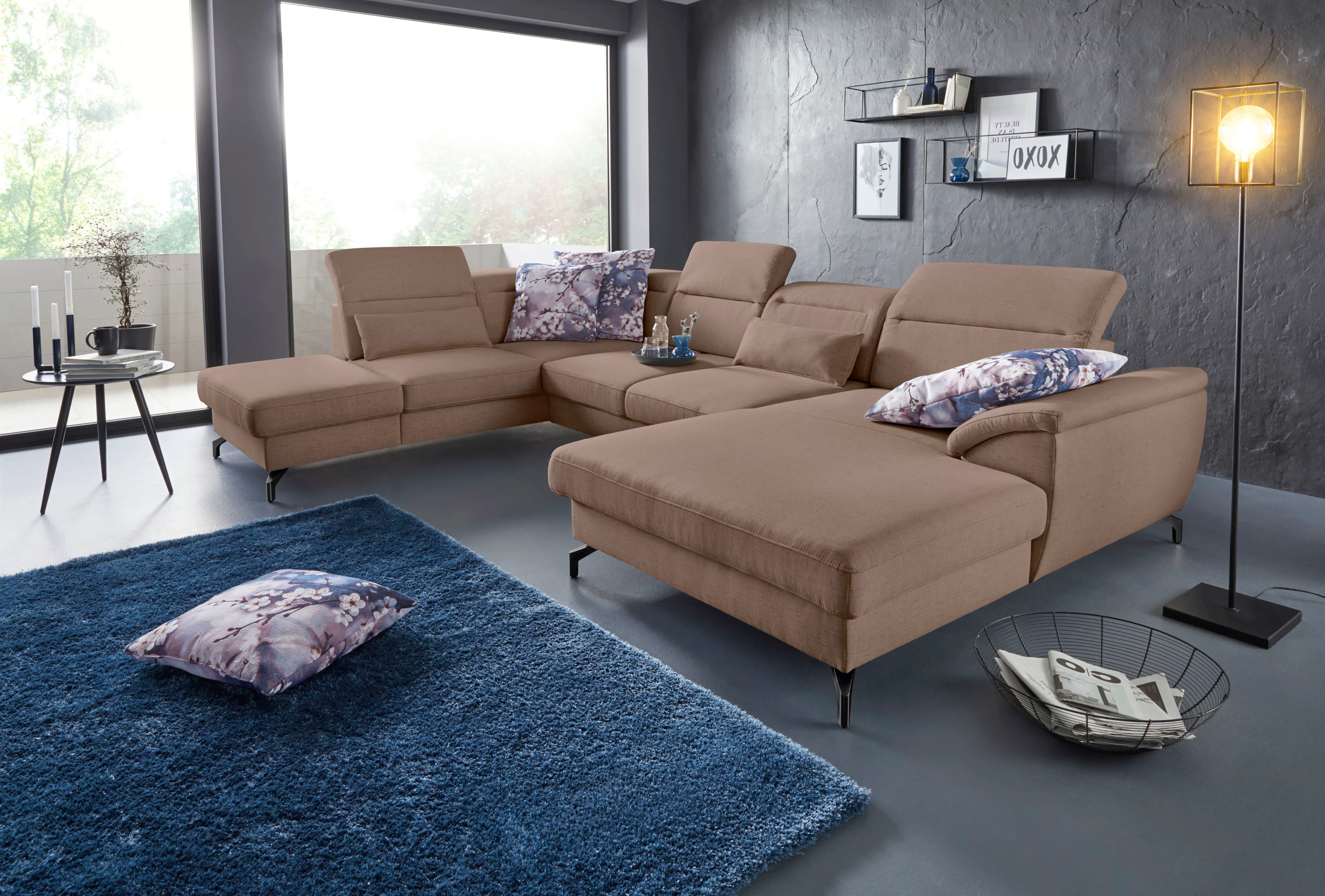 sit&more Wohnlandschaft "Percy U-Form", 12 cm Fußhöhe, Sitztiefenverstellun günstig online kaufen