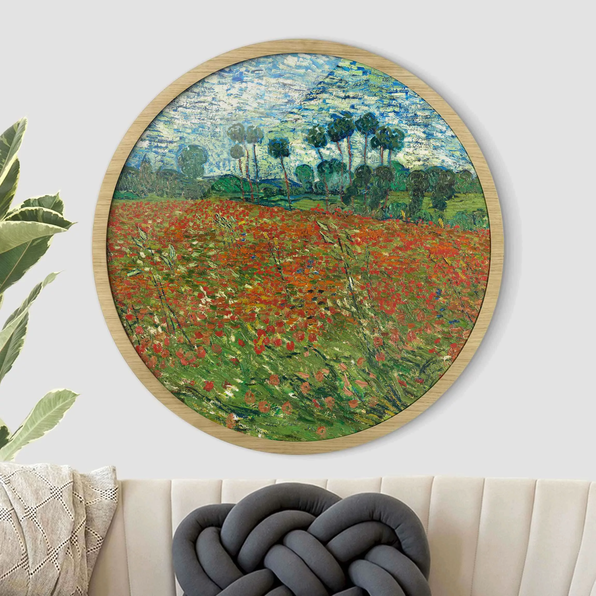 Rundes Gerahmtes Bild Vincent van Gogh - Mohnfeld günstig online kaufen