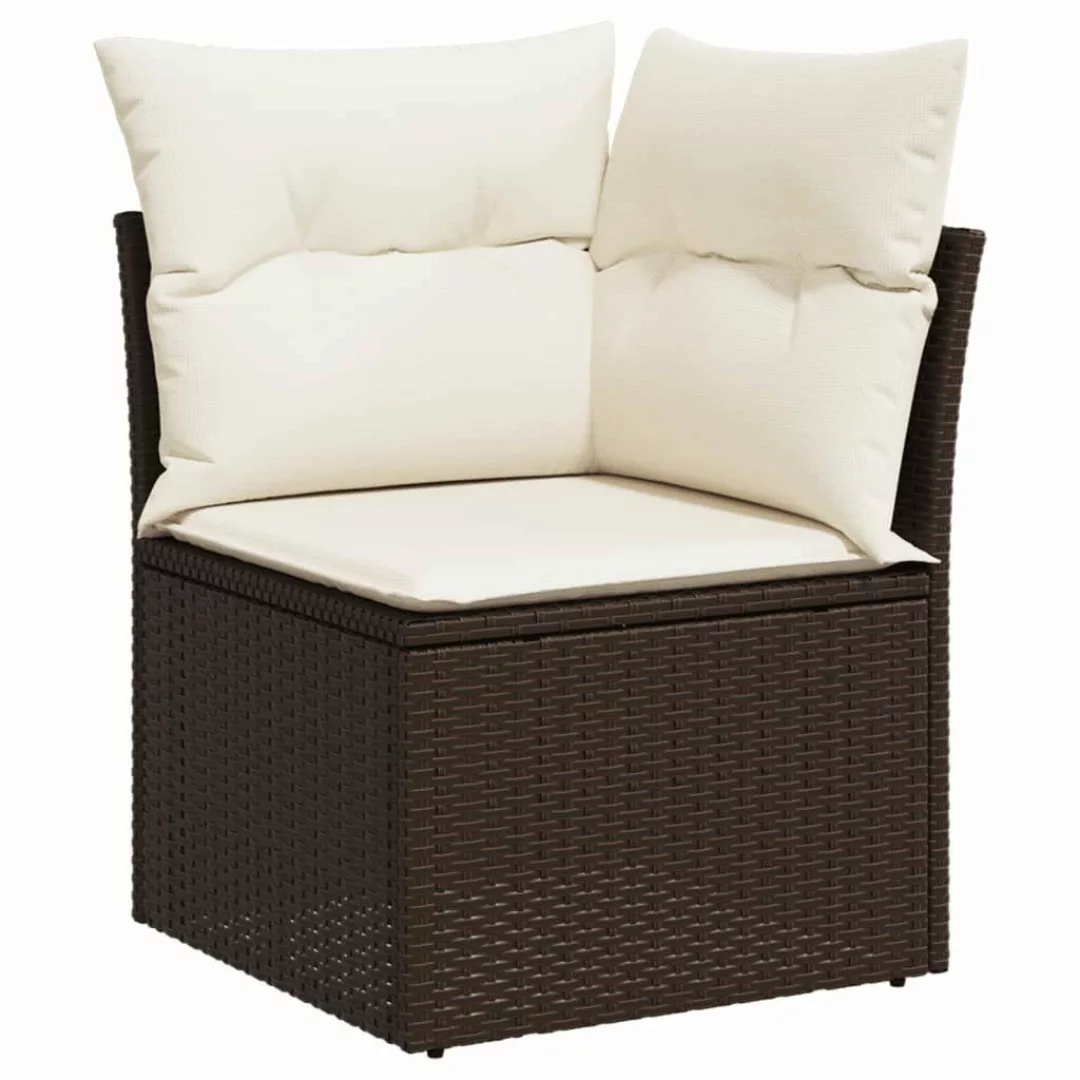 vidaXL Loungesofa Garten-Ecksofa mit Kissen Braun günstig online kaufen