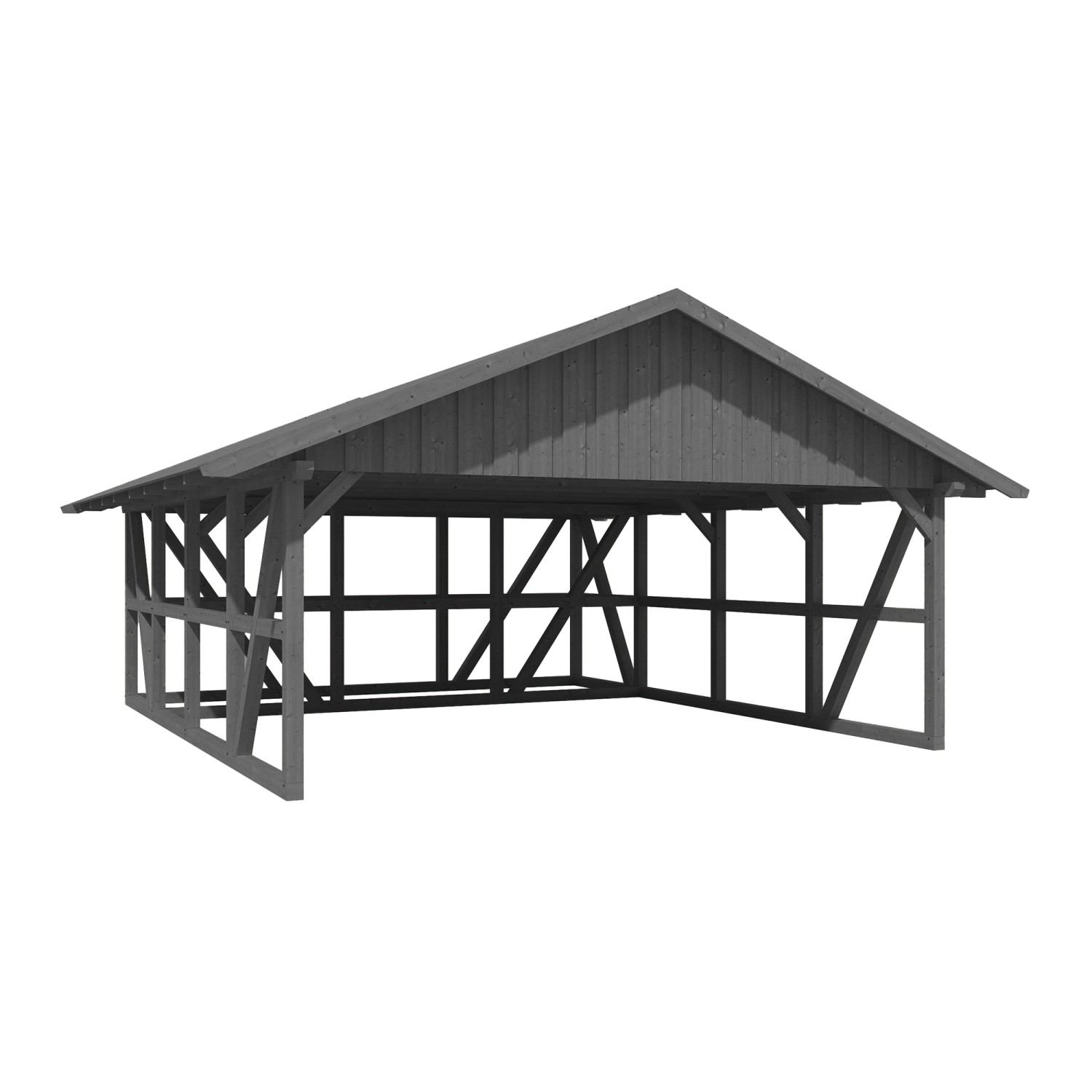 Skan Holz Carport Schwarzwald m. Dachschalung u. Abstellr. C 684 x 772 cm G günstig online kaufen