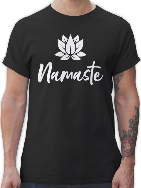 Shirtracer T-Shirt Namaste mit Lotusblüte weiß Yoga und Wellness Geschenk günstig online kaufen