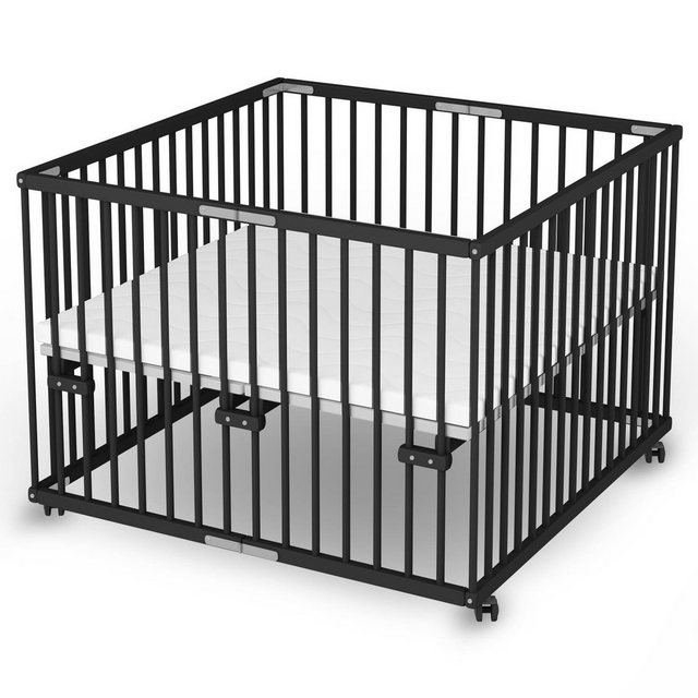 Sämann Babybett Laufgitter 100x100 cm faltbar Black Edition Premium Kollekt günstig online kaufen