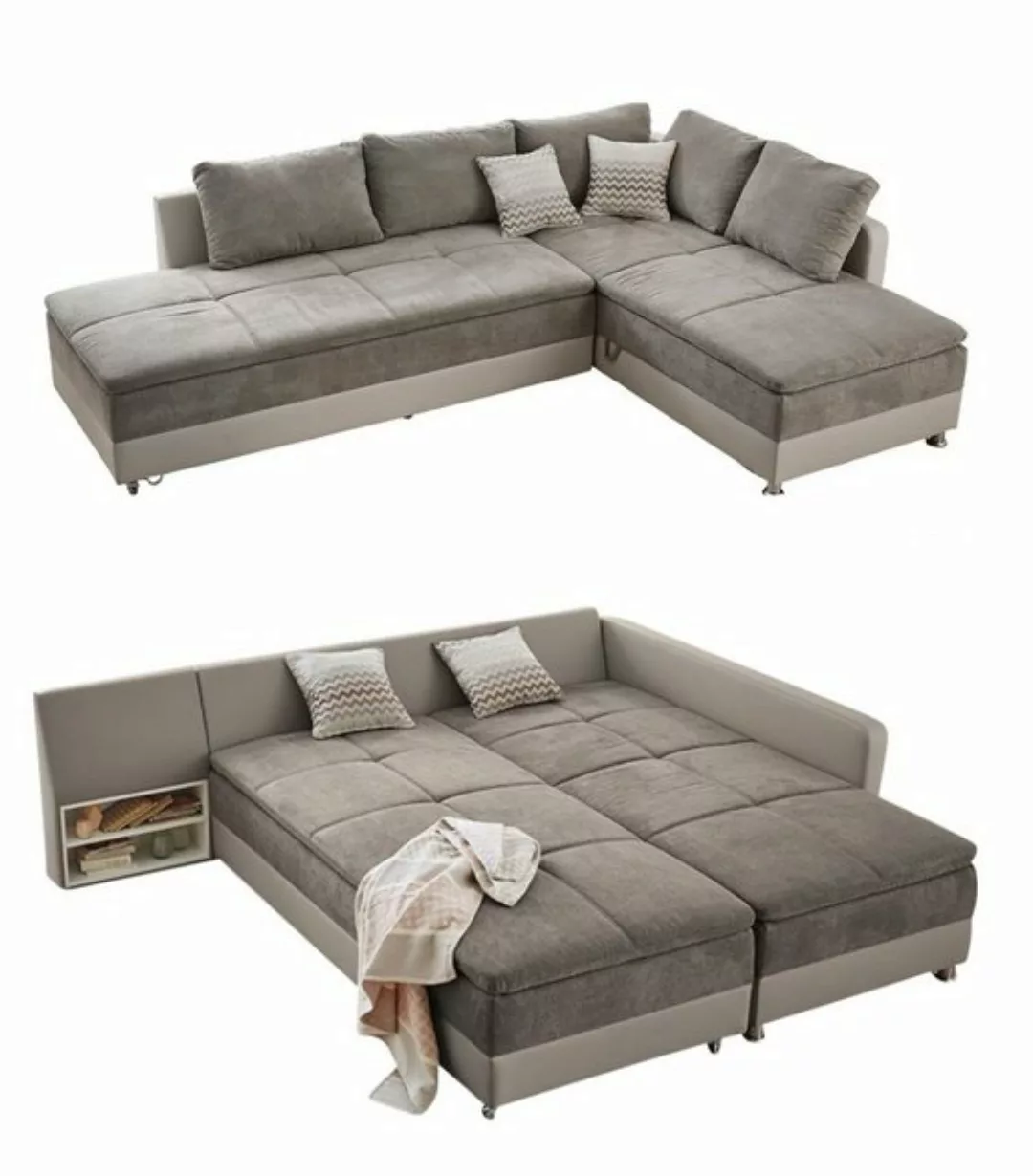 luma-home Ecksofa 15101, Dauerschläfer 306x223 cm, Schwenkteil links, Bettk günstig online kaufen