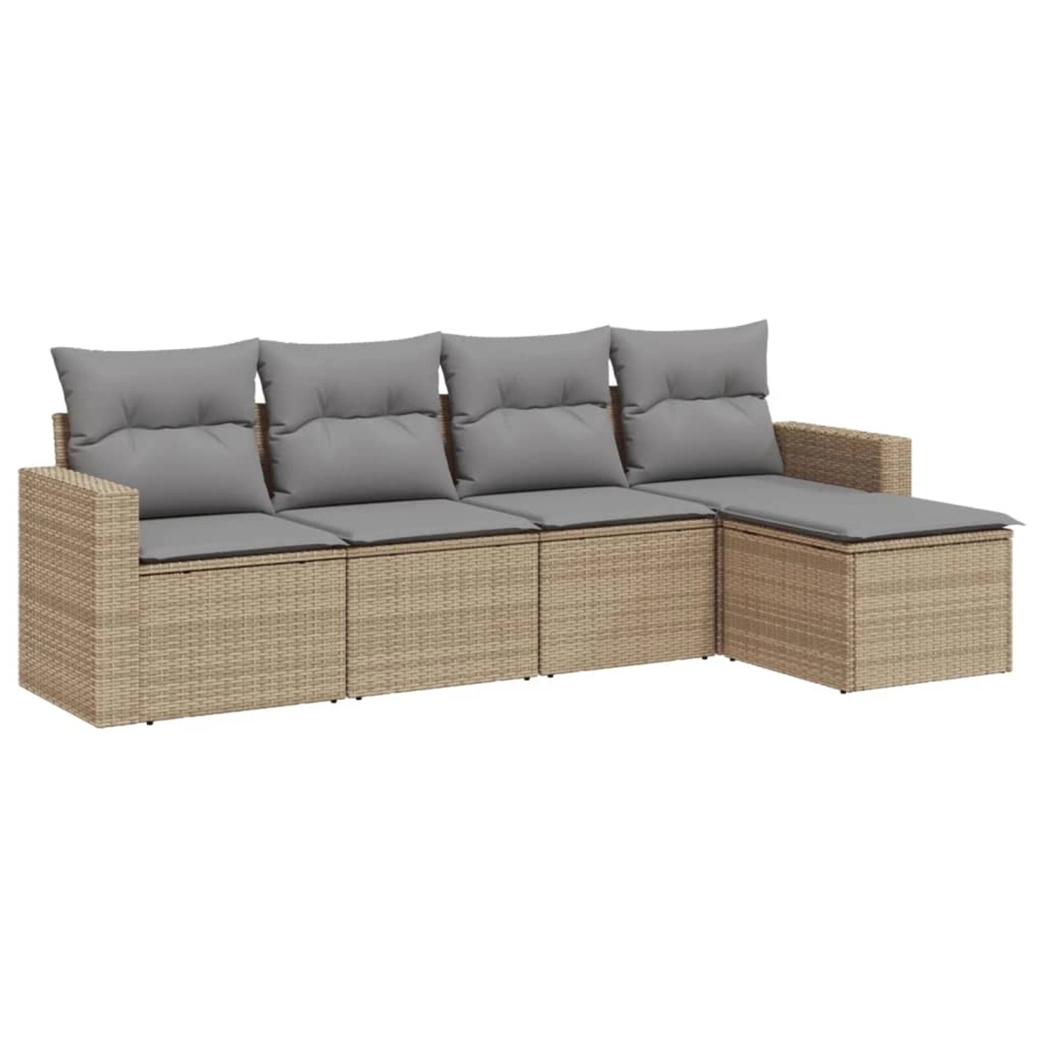 vidaXL 5-tlg Garten-Sofagarnitur mit Kissen Beige Poly Rattan Modell 20 günstig online kaufen