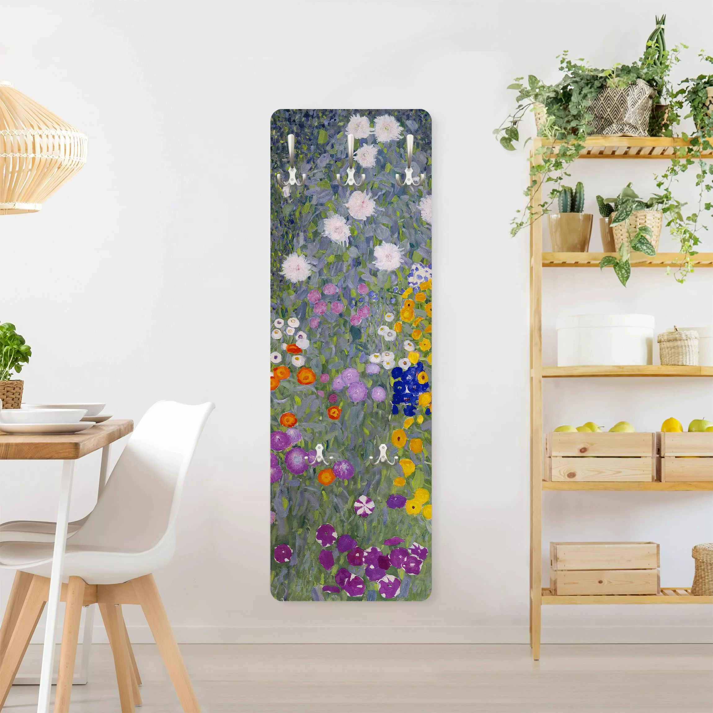 Wandgarderobe Holzpaneel Blumen Gustav Klimt - Bauerngarten günstig online kaufen