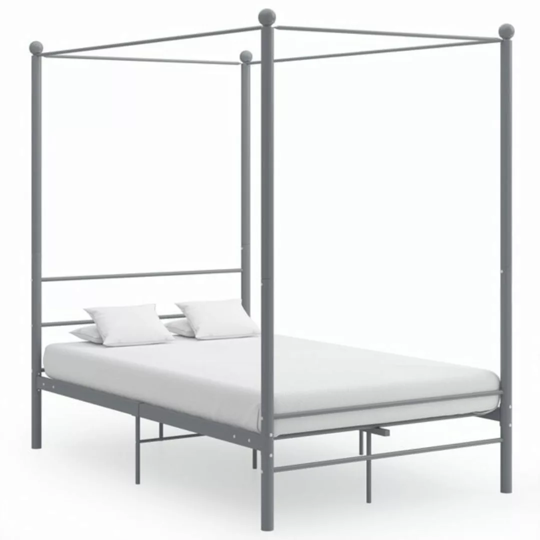 Himmelbett Grau Metall 140x200 Cm günstig online kaufen