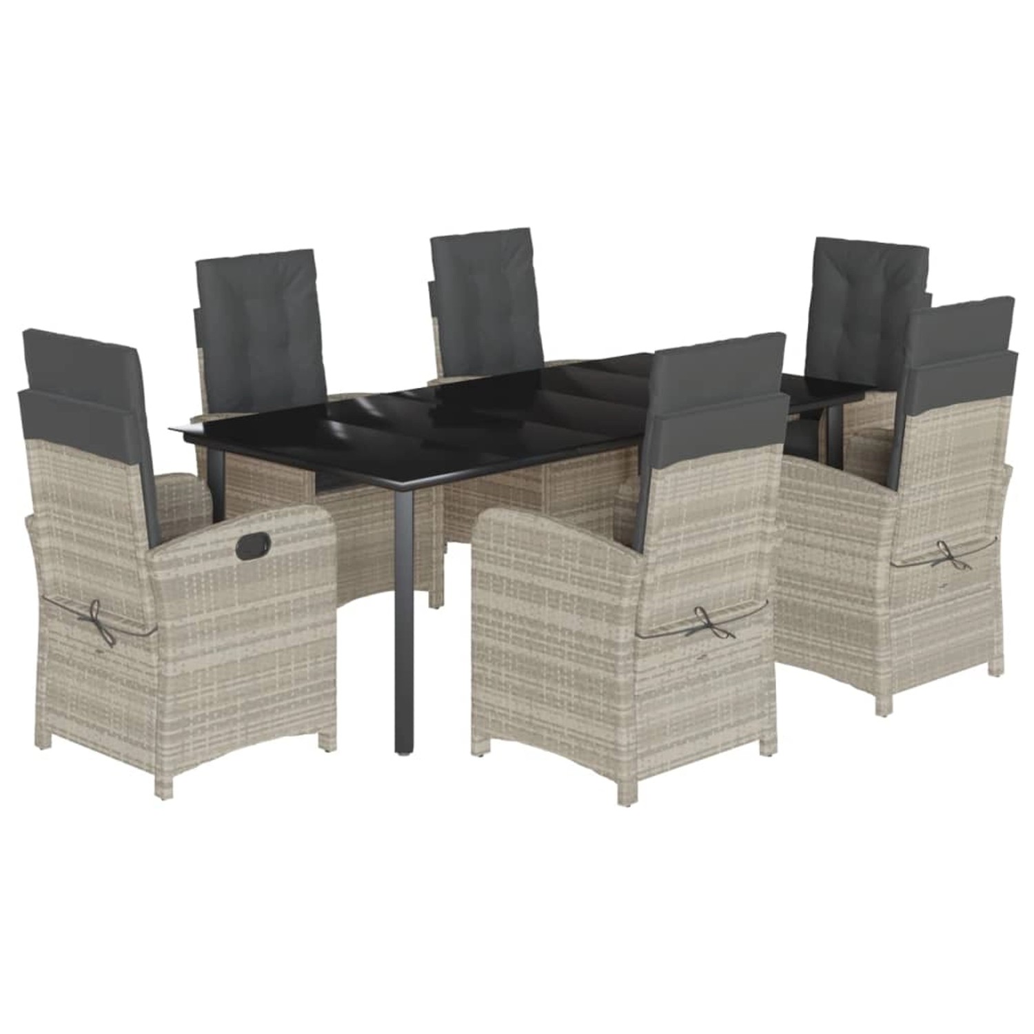 vidaXL 7-Tlg Garten-Essgruppe mit Kissen Hellgrau Poly Rattan 3212859 günstig online kaufen