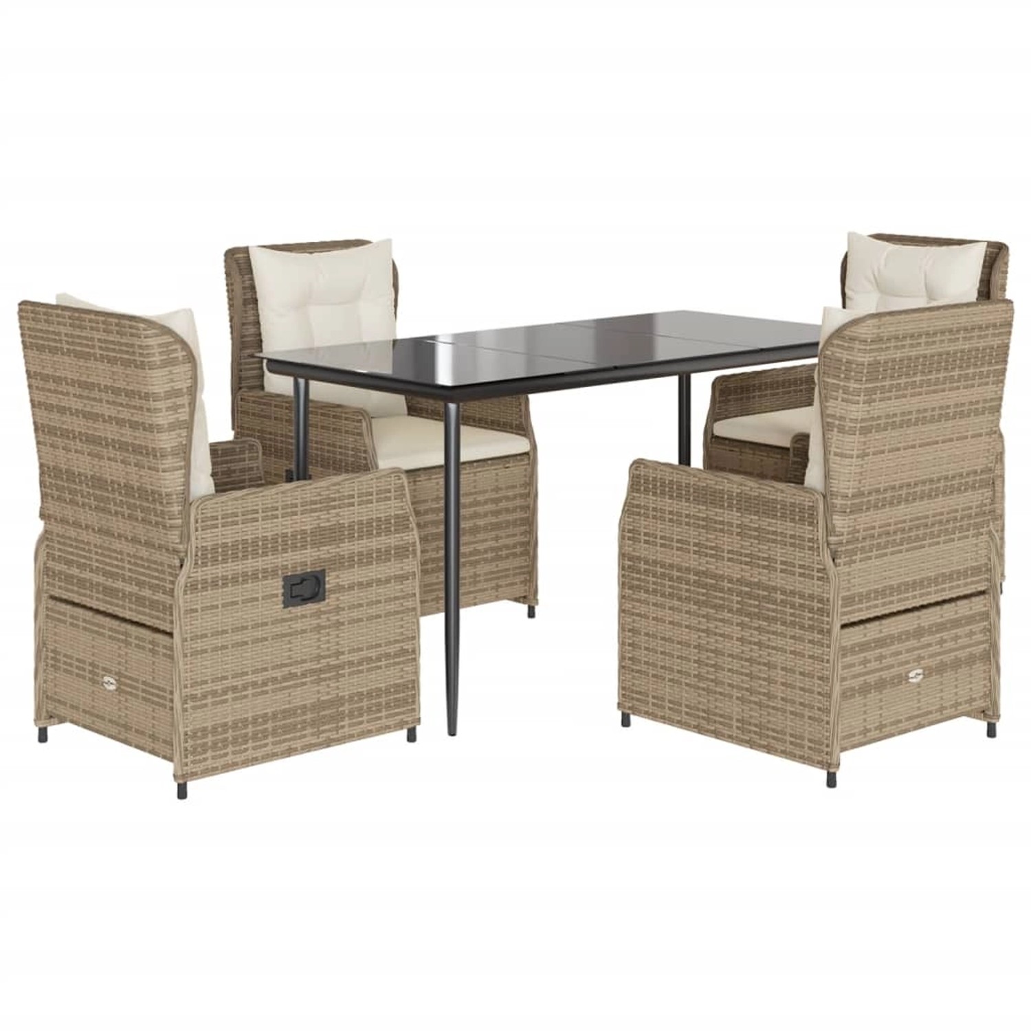 vidaXL 5-Tlg Garten-Essgruppe mit Kissen Beige Poly Rattan 3262884 günstig online kaufen