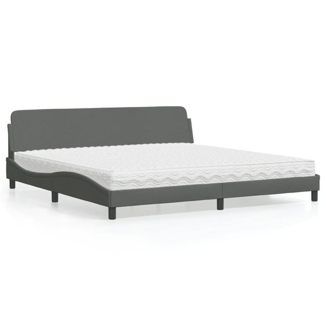 vidaXL Bett, Bett mit Matratze Dunkelgrau 200x200 cm Stoff günstig online kaufen