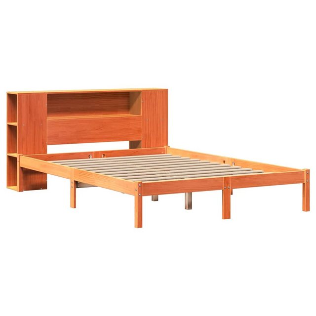 vidaXL Bett Massivholzbett mit Regal ohne Matratze Wachsbraun 120x190 cm günstig online kaufen