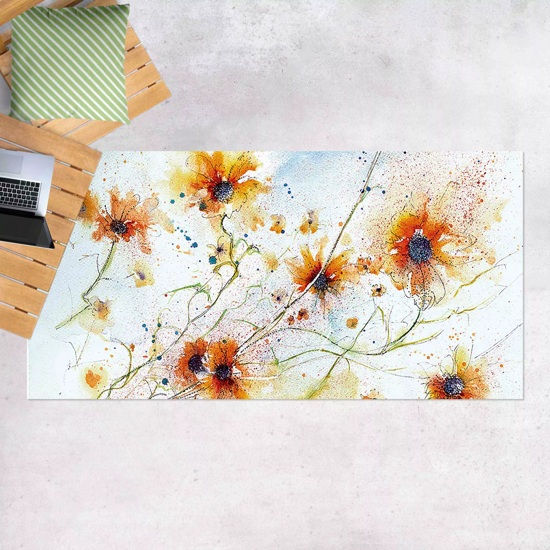 Vinyl-Teppich Painted Flowers günstig online kaufen