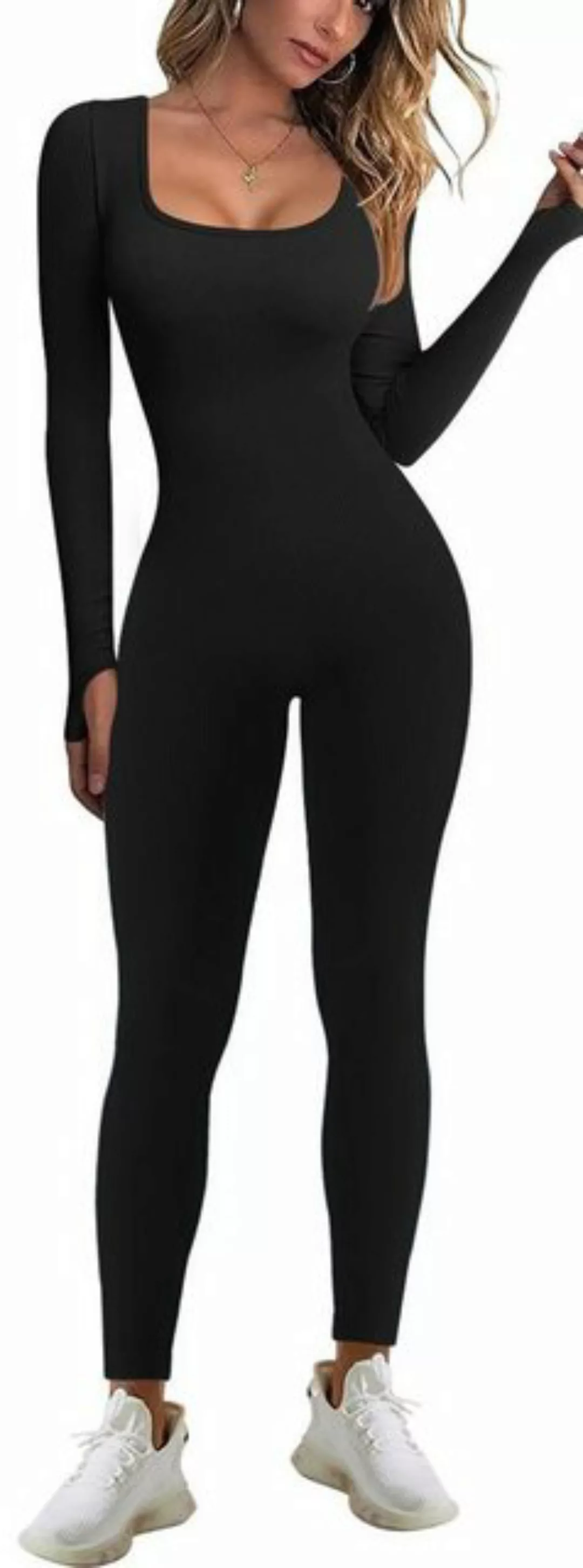 ZWY Jumpsuit Damen-Overall, langärmelig, Rundhalsausschnitt, elegant, lang günstig online kaufen