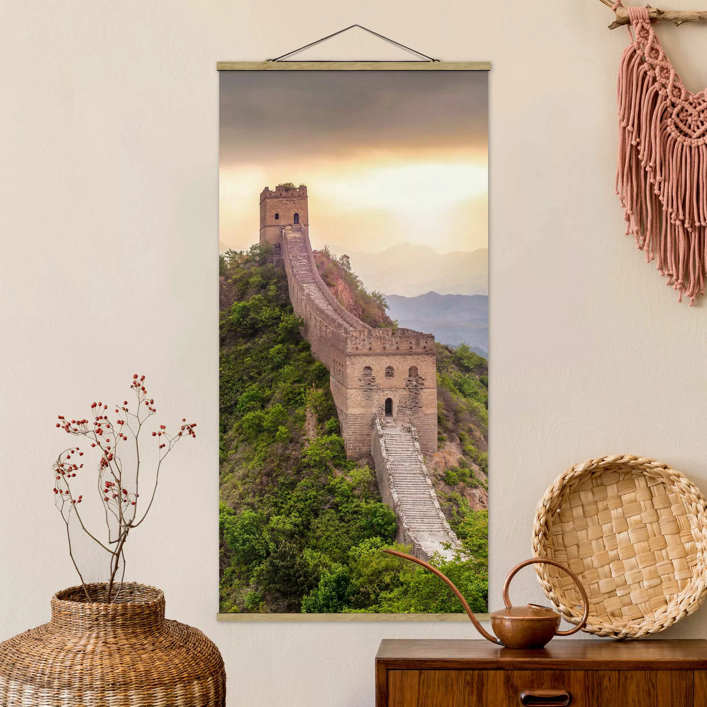 Stoffbild mit Posterleisten Die unendliche Mauer von China günstig online kaufen