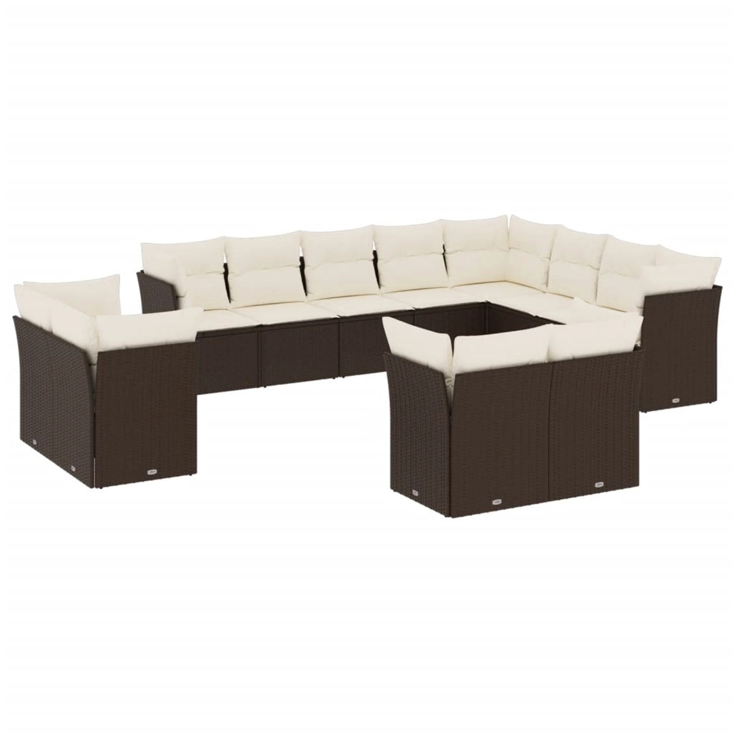 vidaXL 12-Tlg Garten-Sofagarnitur mit Kissen Braun Poly Rattan 3250372 günstig online kaufen