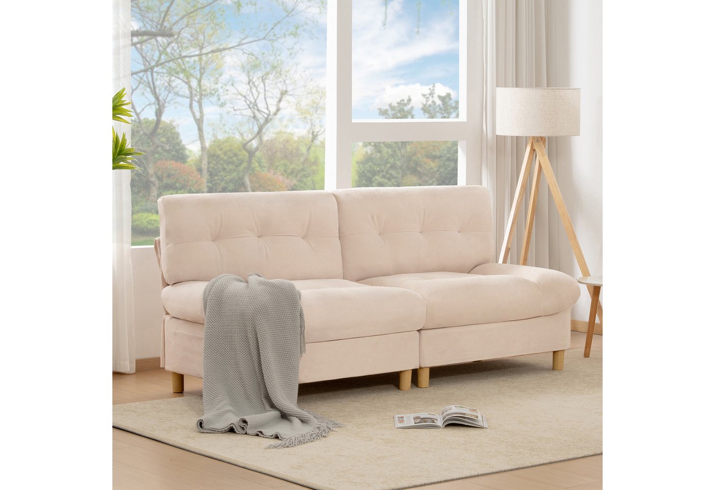 MODFU Sofa Modernes Luxuriöses Sofa,Polstersofa,Teddy-Samtstoff, Luxuriöses günstig online kaufen