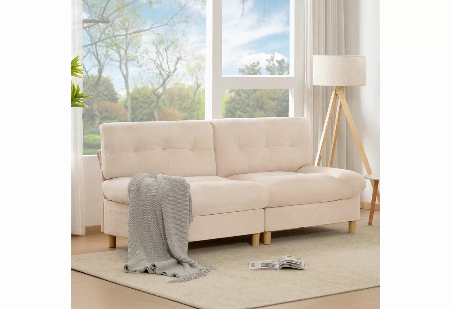 HAUSS SPOLE Sofa Ecksofa Polstersofa mit 20cm dicken Kissen, Teddy-Stoff, B günstig online kaufen