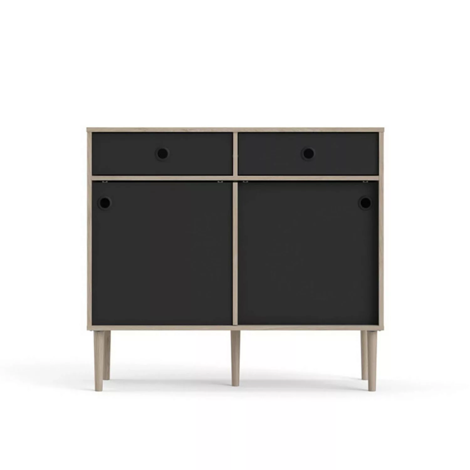 ebuy24 Penny Sideboard 2 Schiebetüren und 2 Schubladen Hickory-Dekor und Ma günstig online kaufen