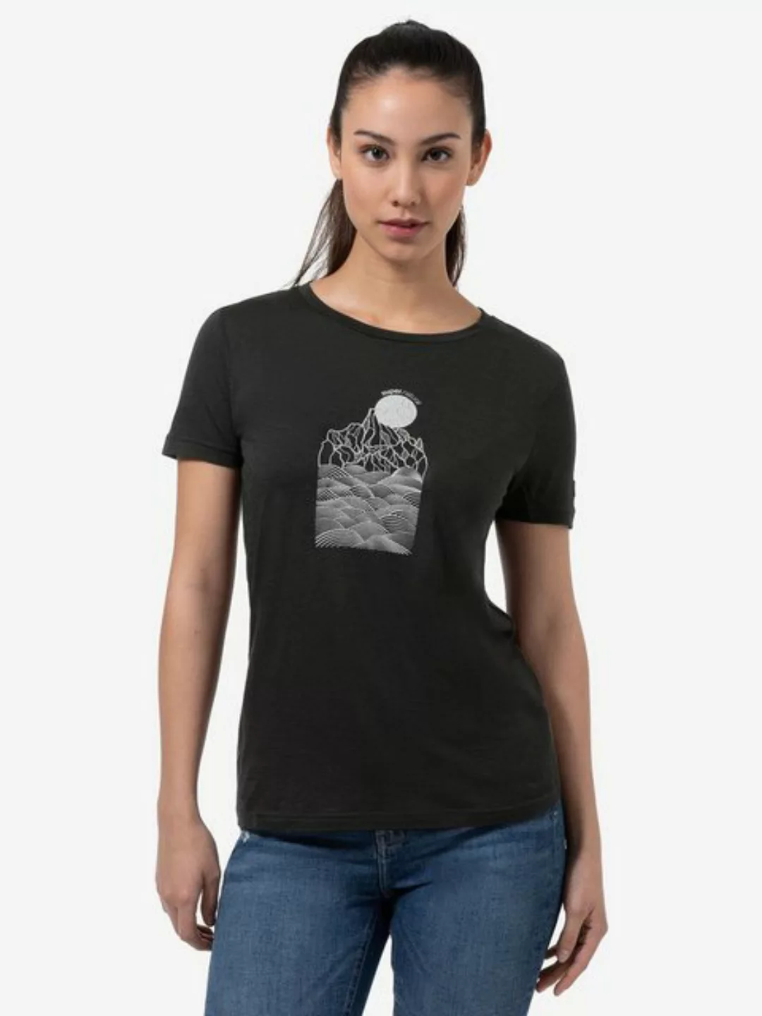 SUPER.NATURAL T-Shirt für Damen, Merino PREIKESTOLEN CLIFFS Berg Motiv, cas günstig online kaufen