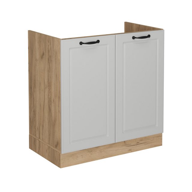 Vicco Spülenunterschrank R-Line, Weiß Landhaus/Goldkraft Eiche, 80 cm ohne günstig online kaufen