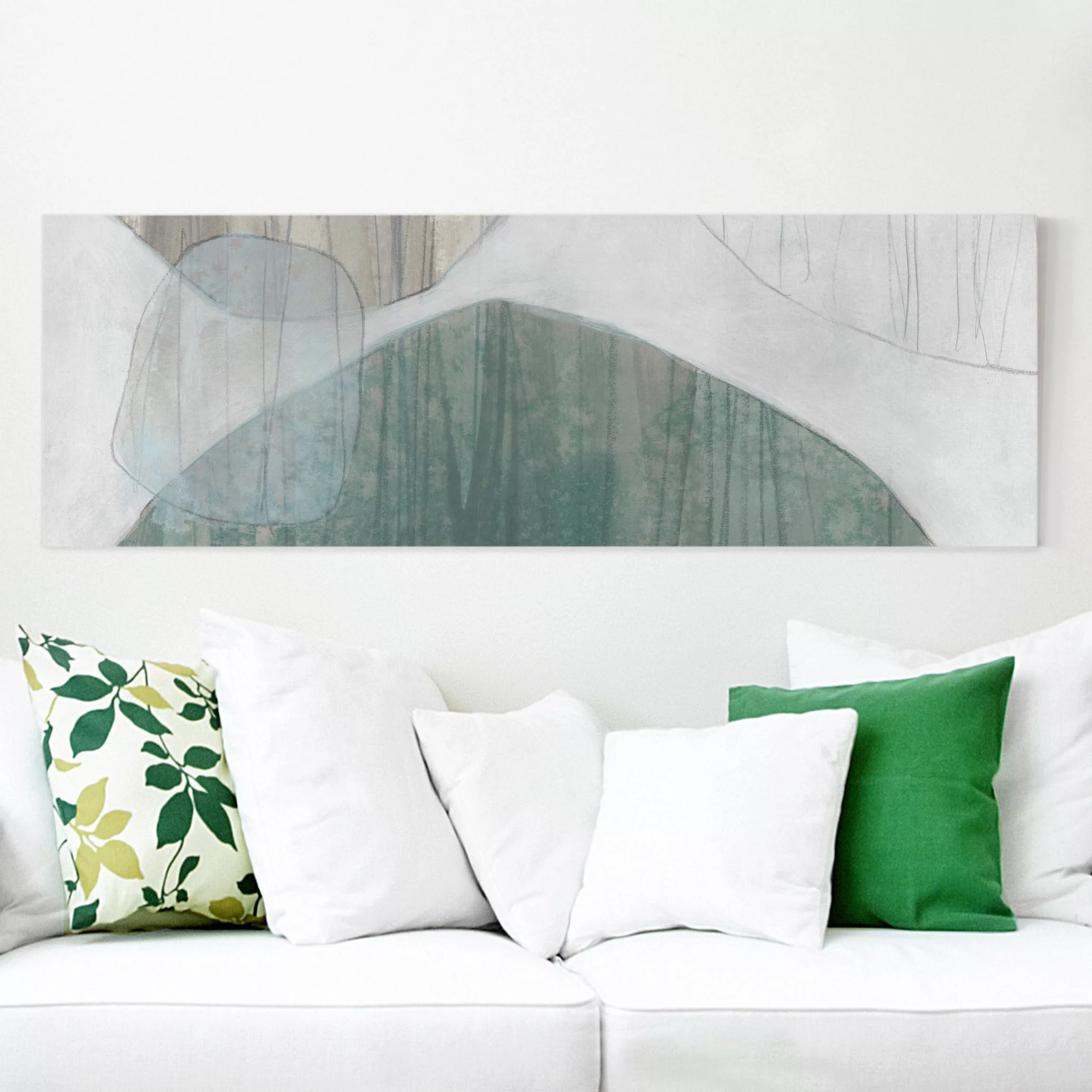 Leinwandbild Abstrakt - Panorama Jadesteine I günstig online kaufen