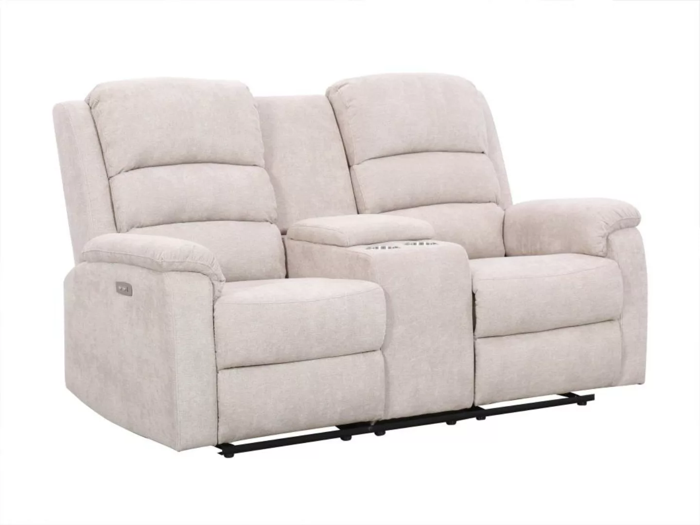 Relaxsofa elektrisch 2-Sitzer - Stoff - Beige - NEVERS günstig online kaufen