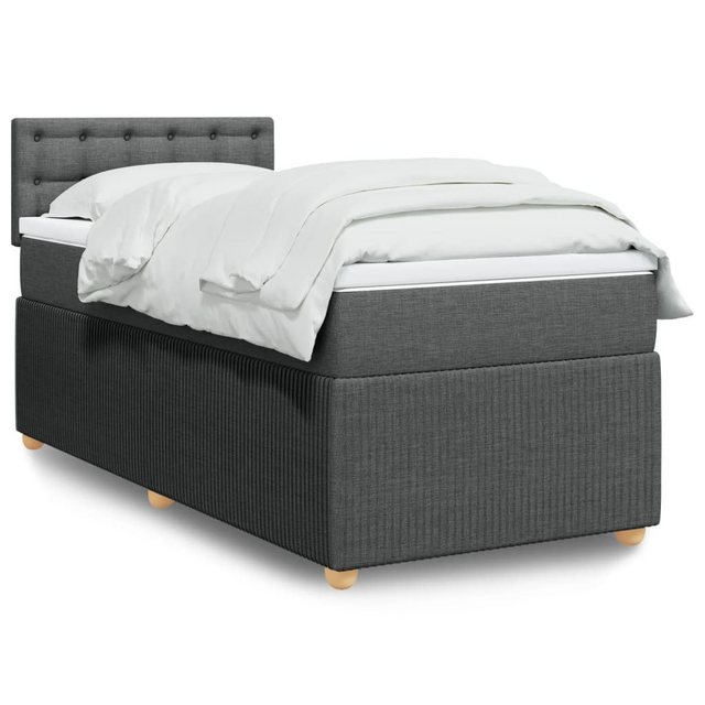 vidaXL Bettgestell Boxspringbett mit Matratze Dunkelgrau 100x200 cm Stoff B günstig online kaufen