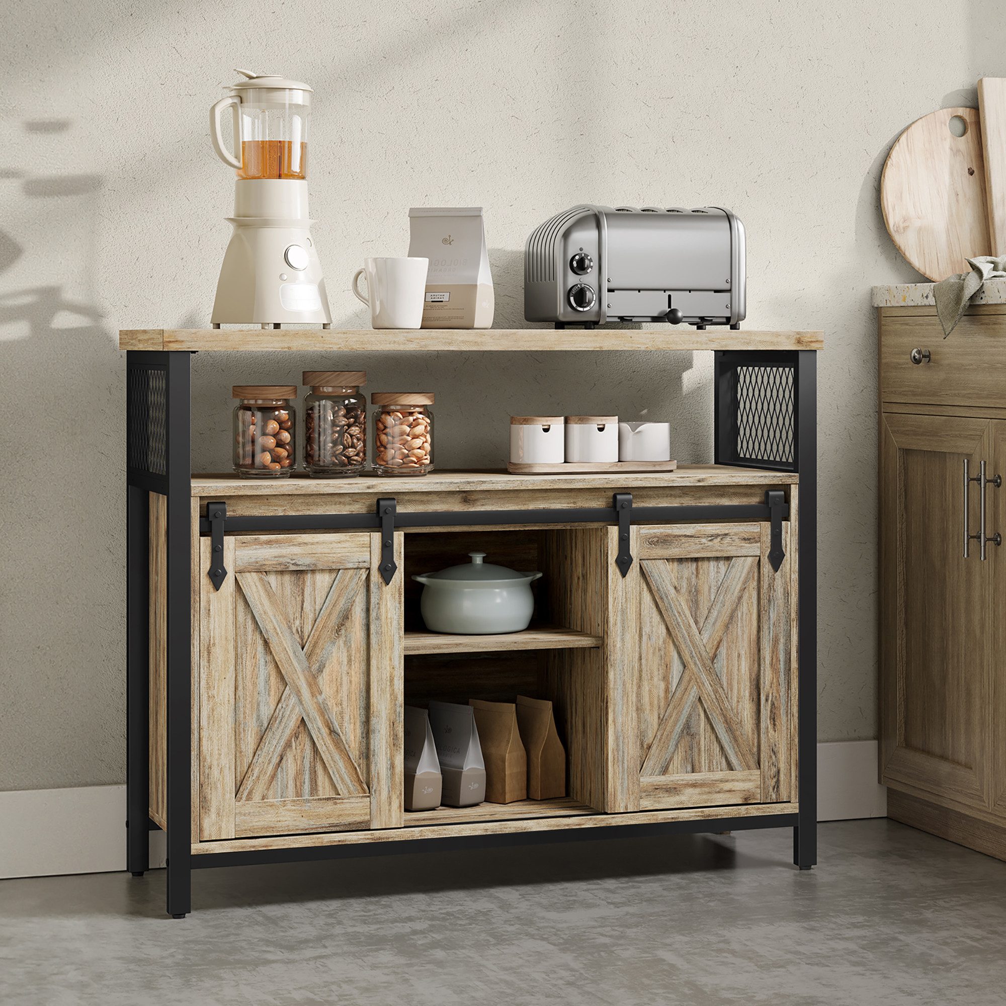 VASAGLE Sideboard Küchenschrank, mit 2 Schiebetüren günstig online kaufen
