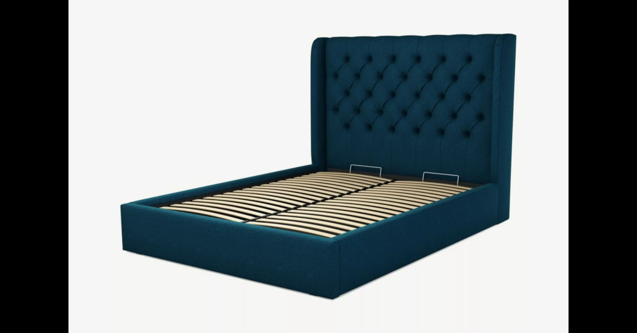 Romare Polsterbett mit Bettkasten (160 x 200 cm), Shetlandblau - MADE.com günstig online kaufen