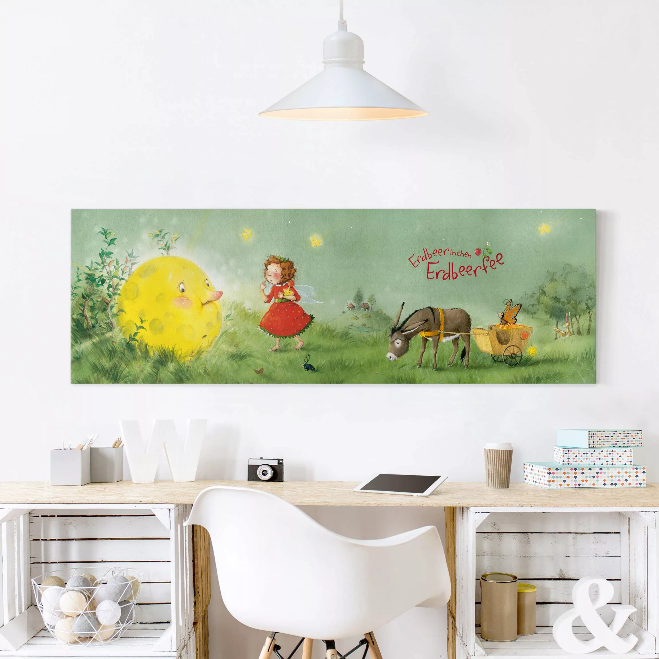 Leinwandbild Kinderzimmer - Panorama Erdbeerinchen Erdbeerfee - Mondlandung günstig online kaufen