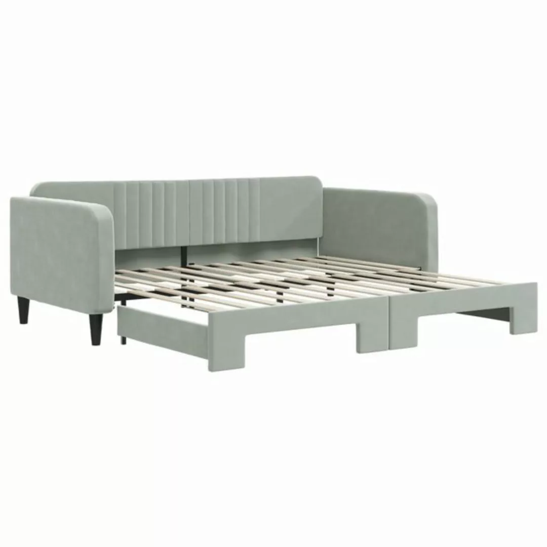 furnicato Bett Tagesbett Ausziehbar Hellgrau 100x200 cm Samt (1-tlg) günstig online kaufen