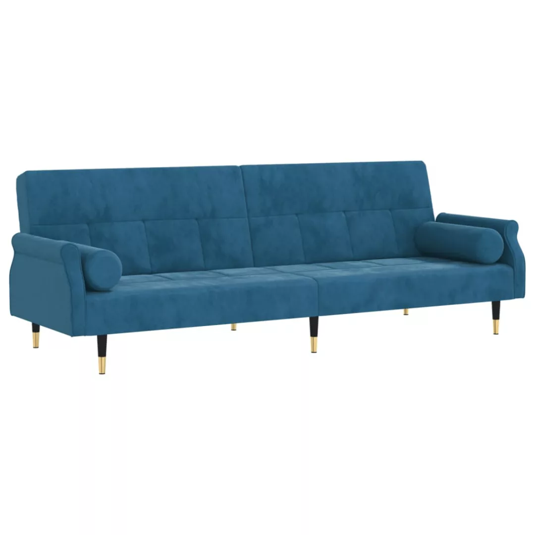 Vidaxl Schlafsofa Mit Kissen Blau Samt günstig online kaufen