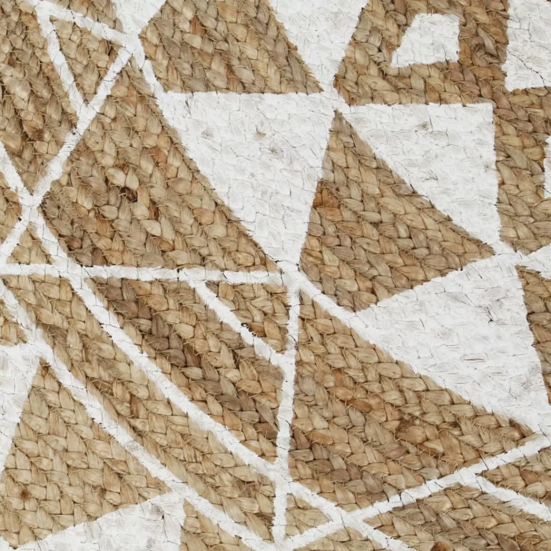 Teppich Handgefertigt Jute Mit Weißem Aufdruck 150 Cm günstig online kaufen