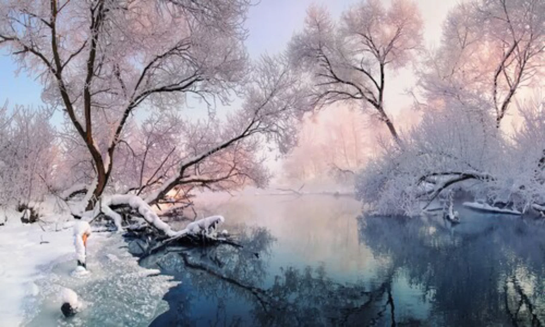 Papermoon Fototapete »Fluss in Winterlandschaft« günstig online kaufen